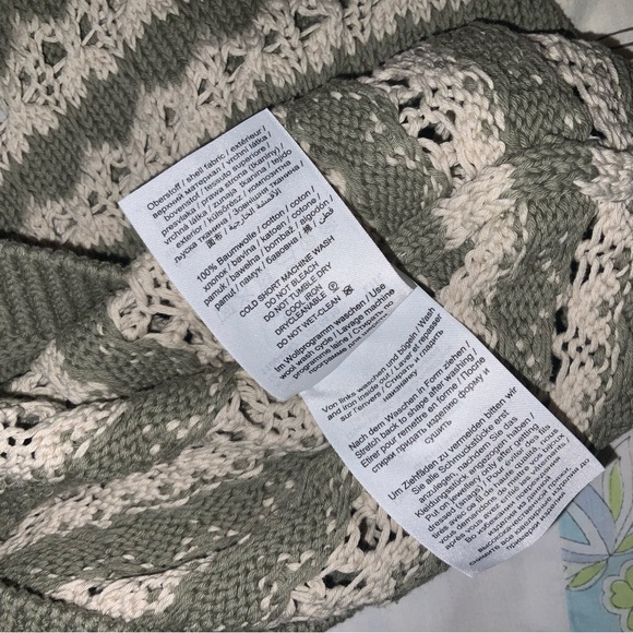 olsen Green and Cream knit Sweater 100% cotton L 3/4 sleeves‎ - Picture 6 of 10